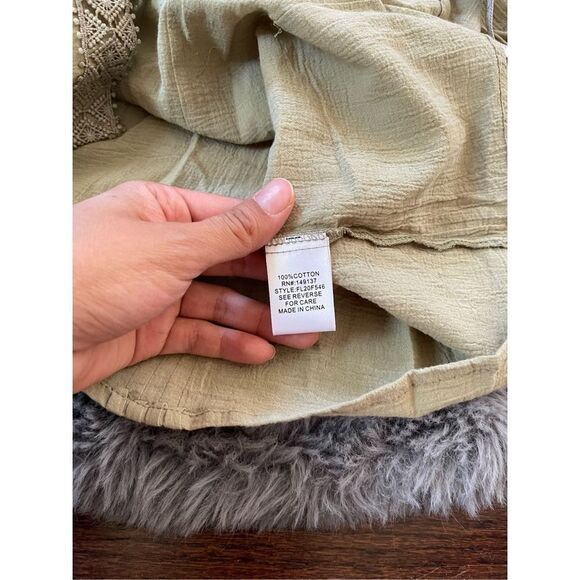 Favlux Green Striped Floral Embroidered 3/4 Sleeve Button Down‎ - Picture 6 of 8